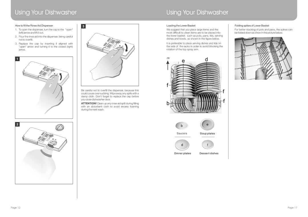 DeLonghi DEDW645S, DEDW645W manual Dinner plates Dessert dishes 