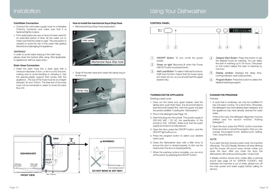 DeLonghi DEDW97FI manual Using Your Dishwasher 