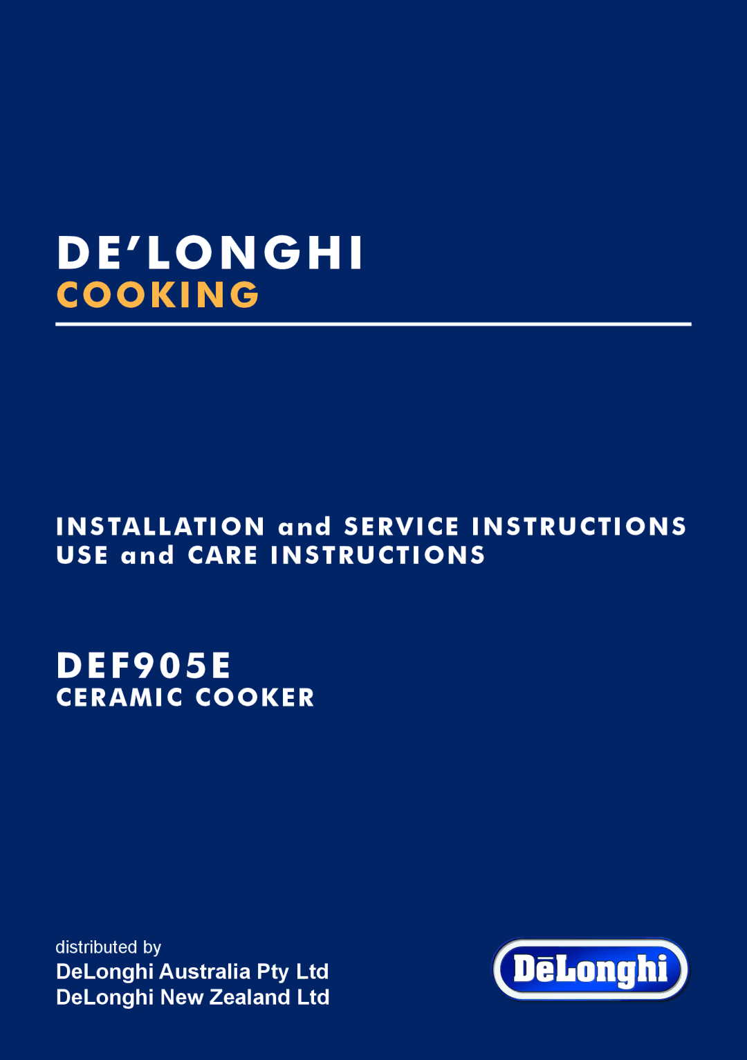 DeLonghi DEF905E manual De’Longhi 