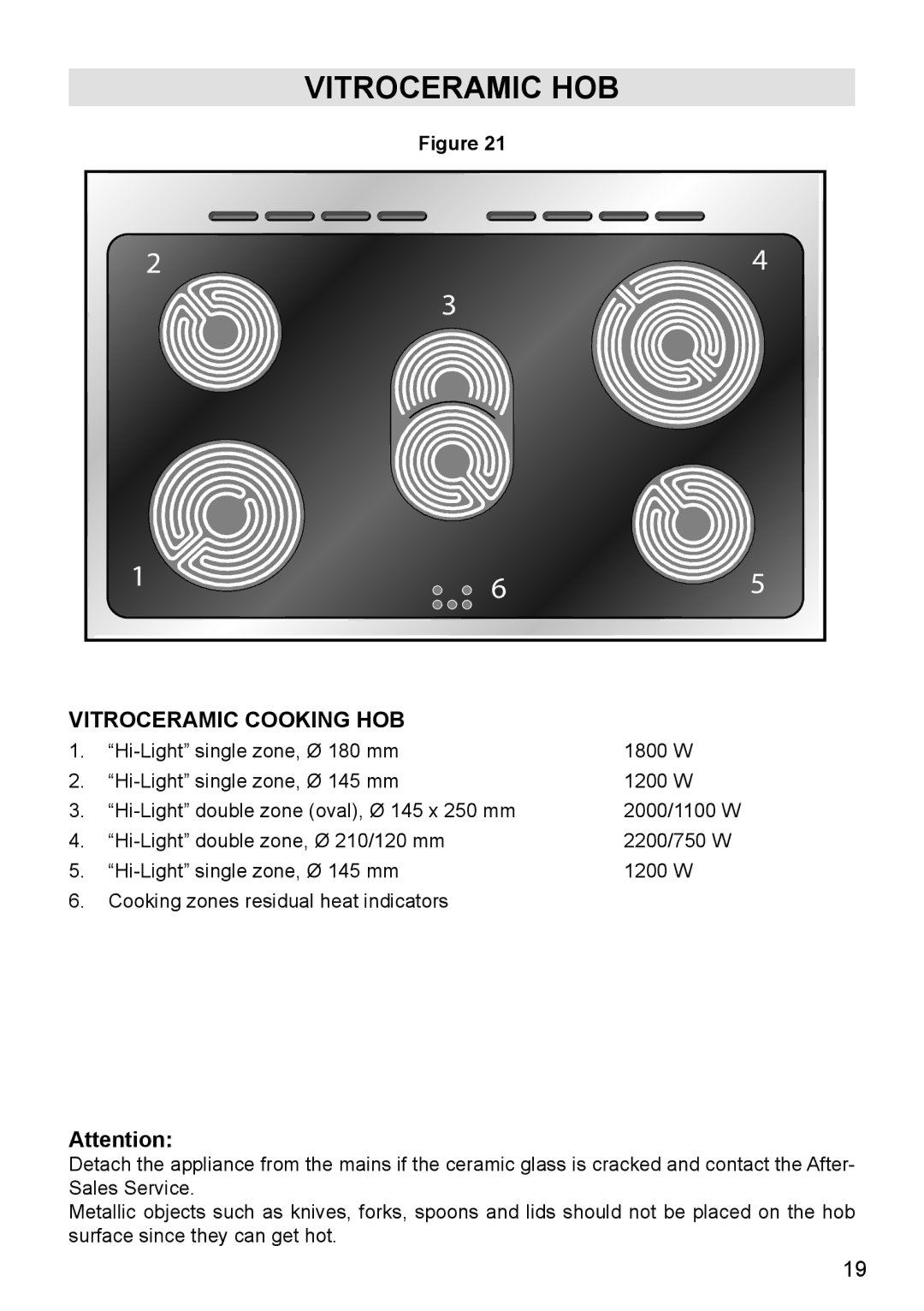 DeLonghi DEF905E manual Vitroceramic HOB, Vitroceramic Cooking HOB 