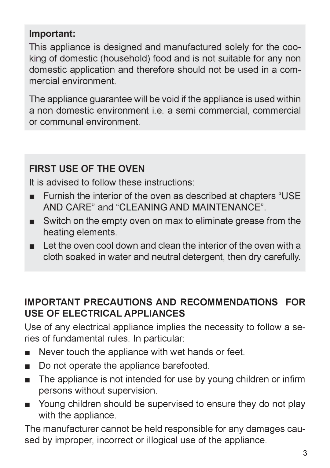 DeLonghi DEF905E manual First USE of the Oven 