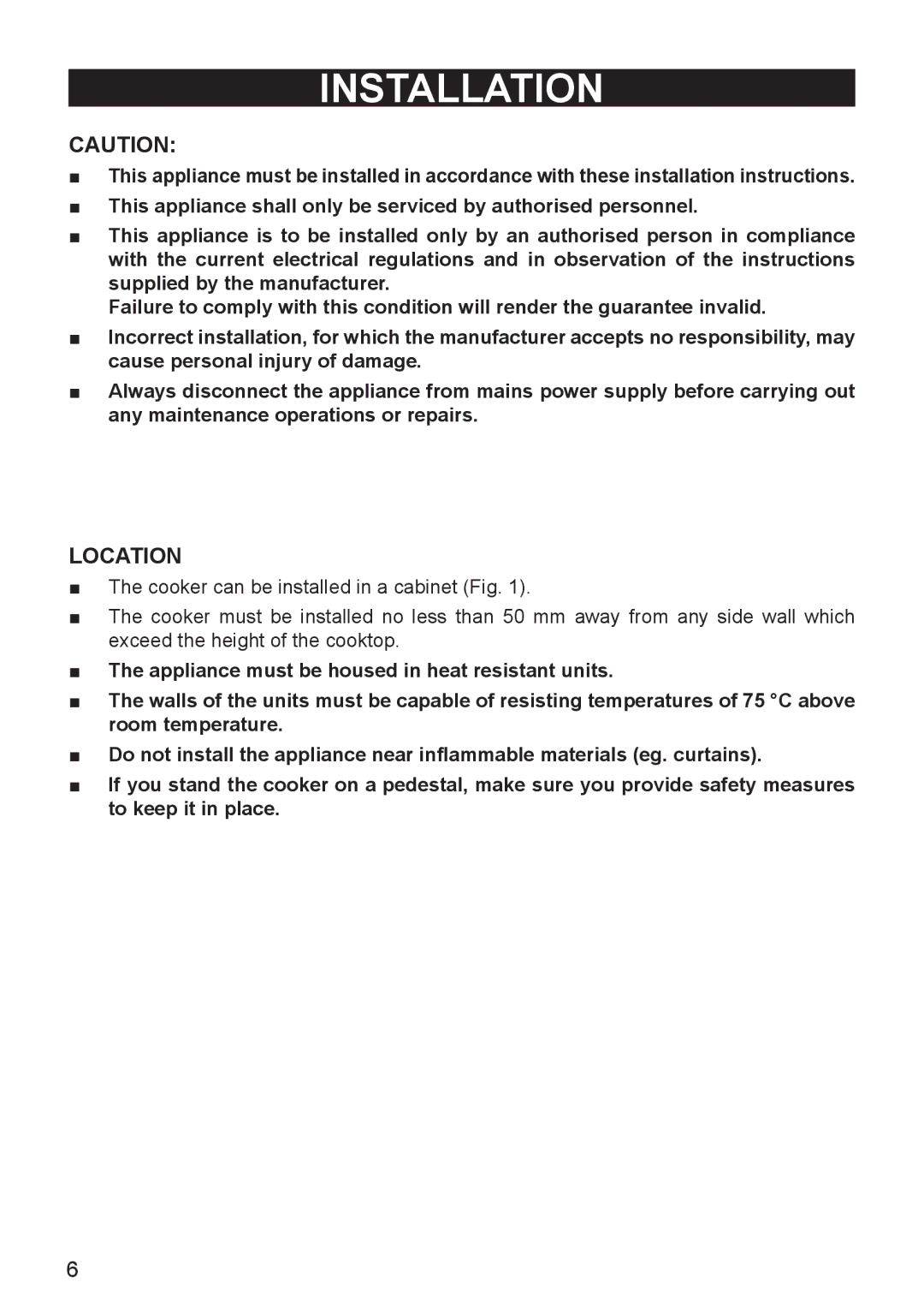 DeLonghi DEF905E manual Installation, Location 