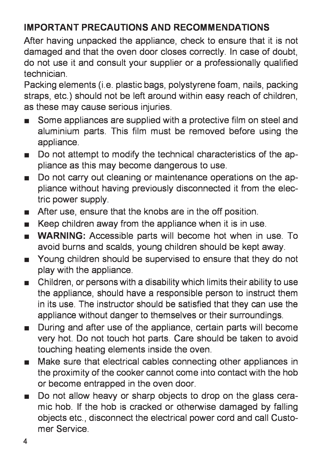 DeLonghi DEF905E manual Important Precautions And Recommendations 
