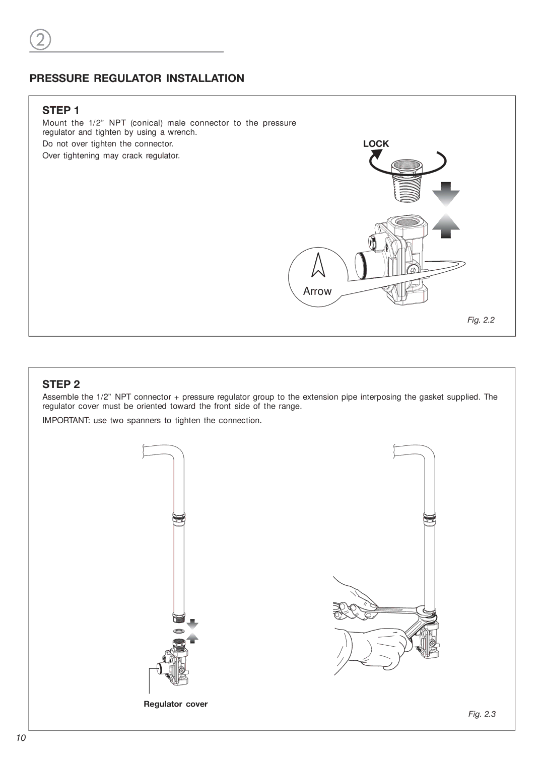 DeLonghi DEFSGG 24 SS installation instructions Pressure Regulator Installation Step 