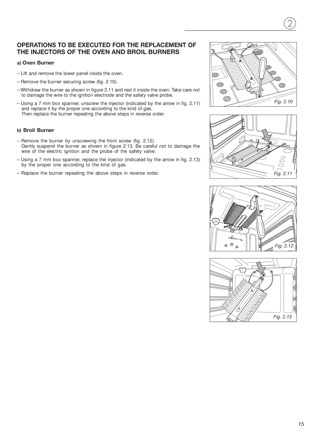 DeLonghi DEFSGG 24 SS installation instructions Oven Burner, Broil Burner 