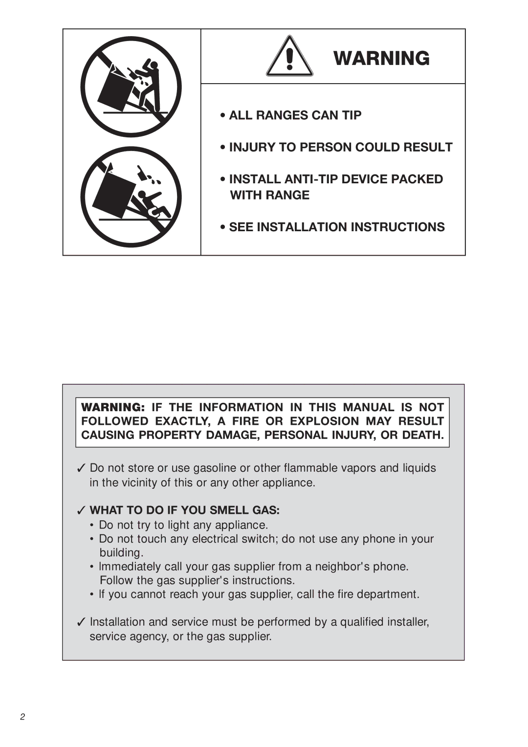 DeLonghi DEFSGG 24 SS installation instructions ALL Ranges can TIP 