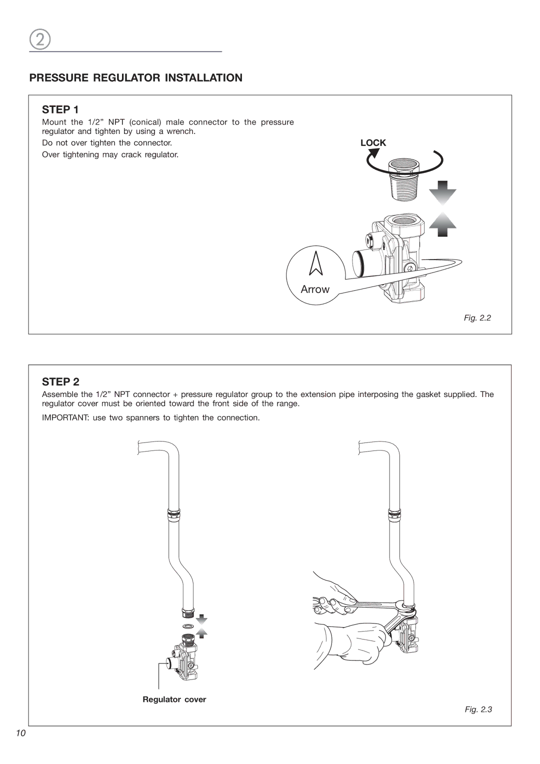 DeLonghi DEGESC24SS installation instructions Pressure Regulator Installation Step 