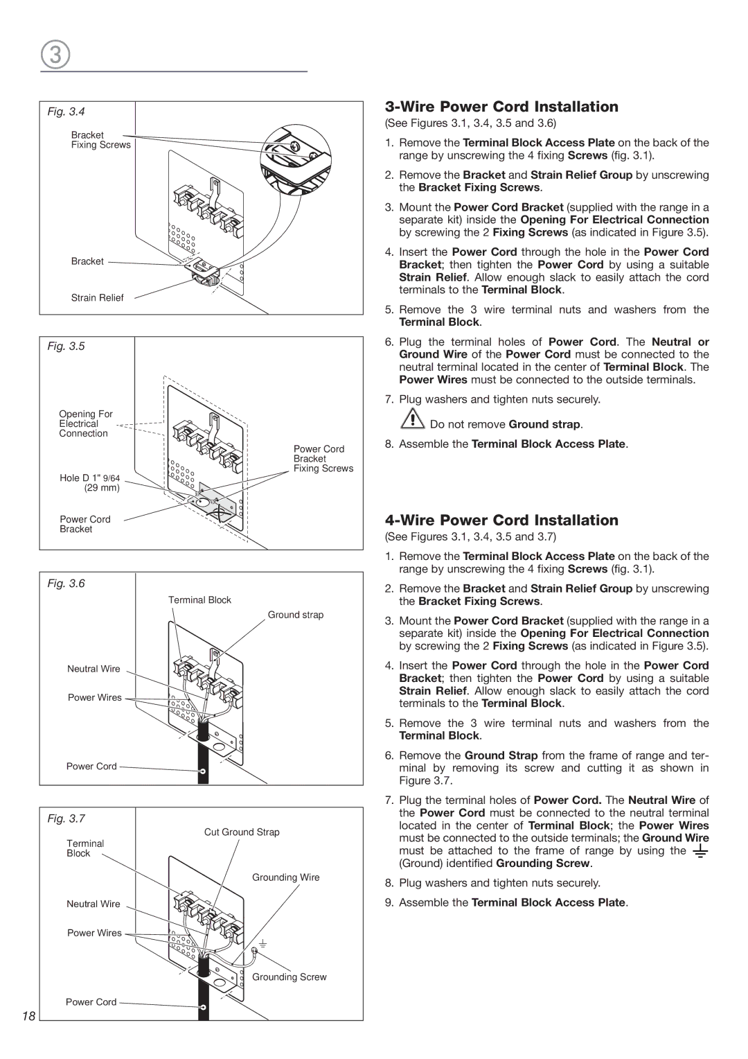 DeLonghi DEGESC24SS installation instructions Wire Power Cord Installation 