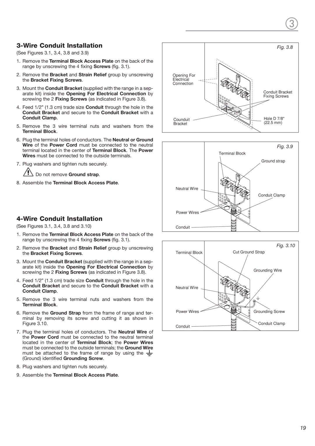 DeLonghi DEGESC24SS installation instructions Wire Conduit Installation 