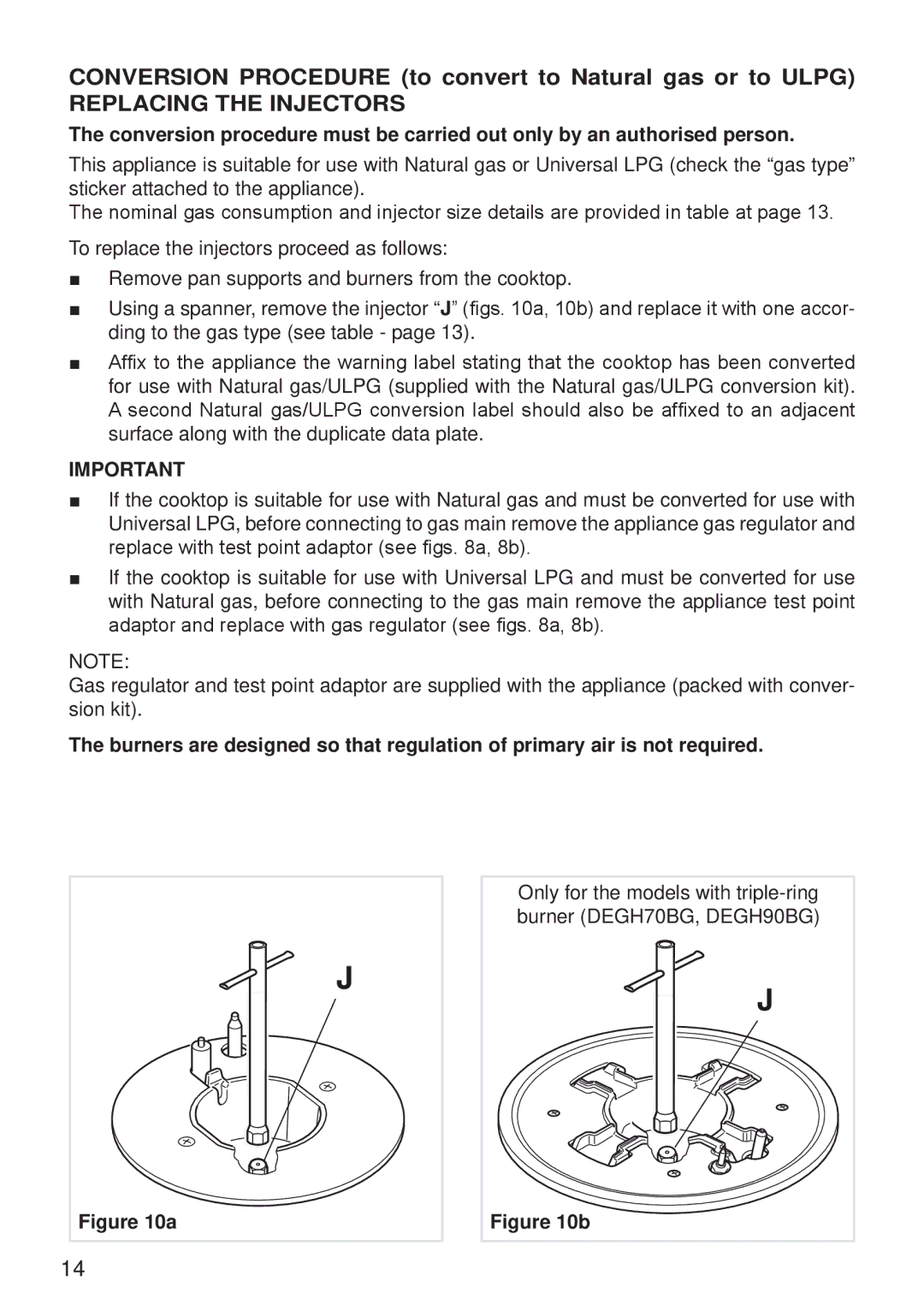 DeLonghi DEGH90BG, DEGH60BG, DEGH70BG manual Replacing the Injectors 