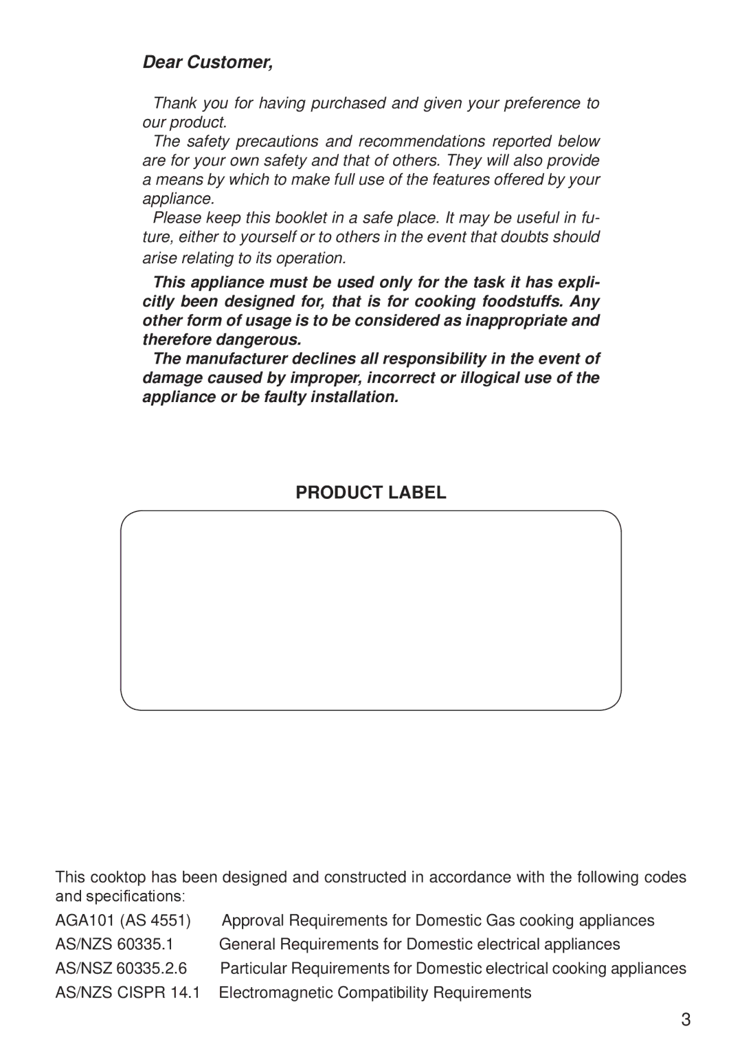 DeLonghi DEGH60BG, DEGH70BG, DEGH90BG manual Dear Customer, Product Label 