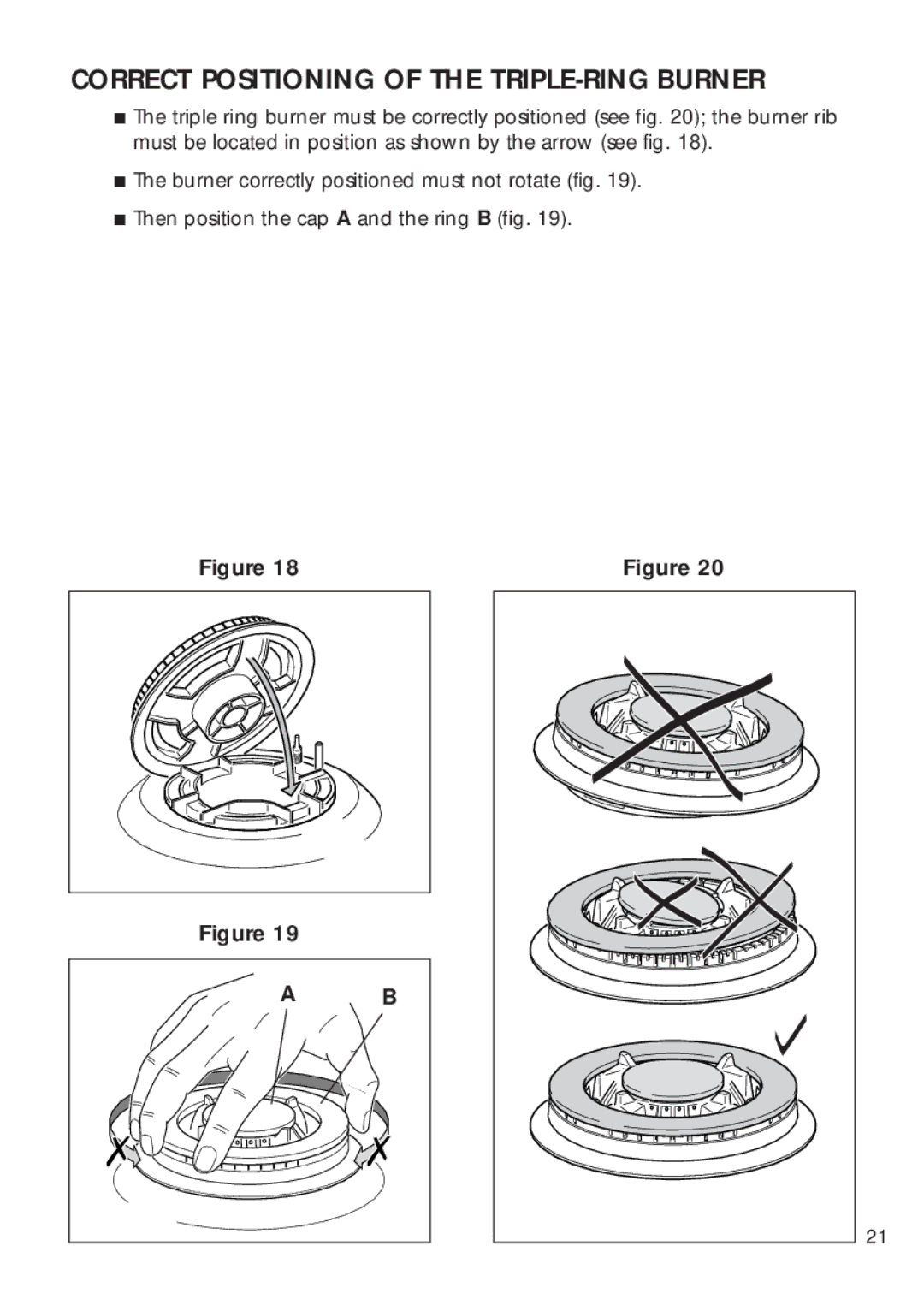 DeLonghi DEGH60WT, DEGH60ST manual Correct Positioning of the TRIPLE-RING Burner 