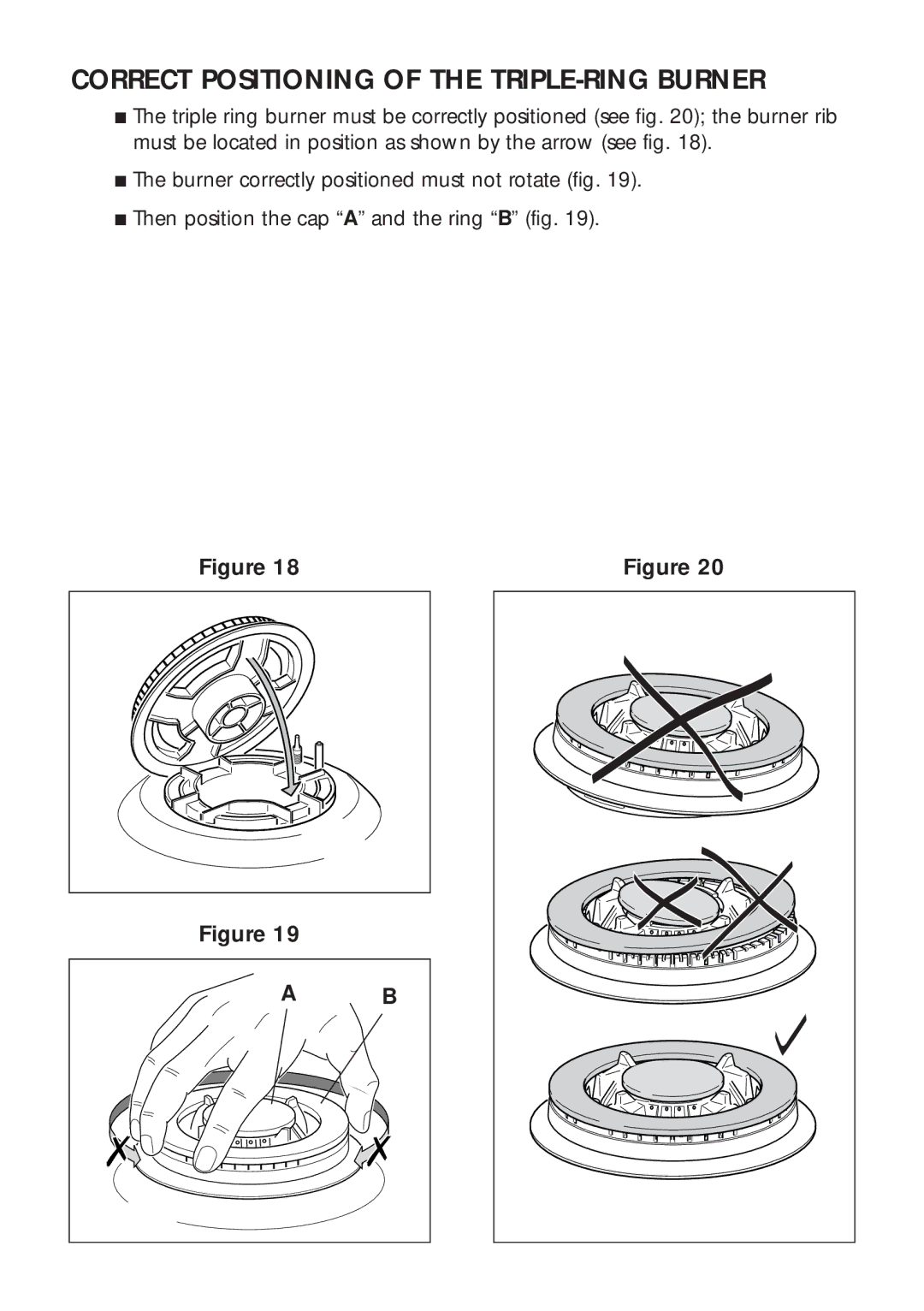 DeLonghi DEGH90WF manual Correct Positioning of the TRIPLE-RING Burner 