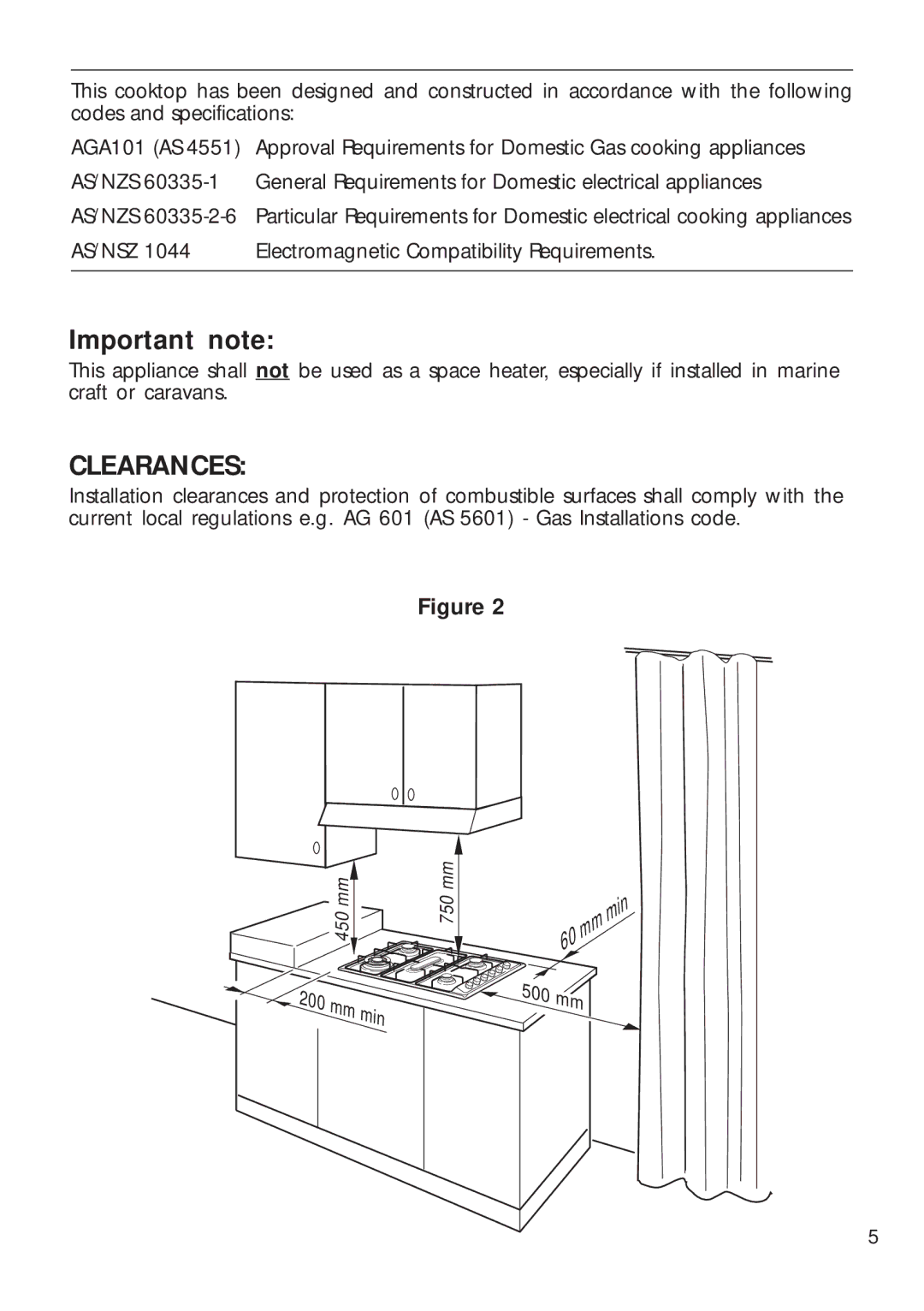 DeLonghi DEGH90WF manual Important note, Clearances 