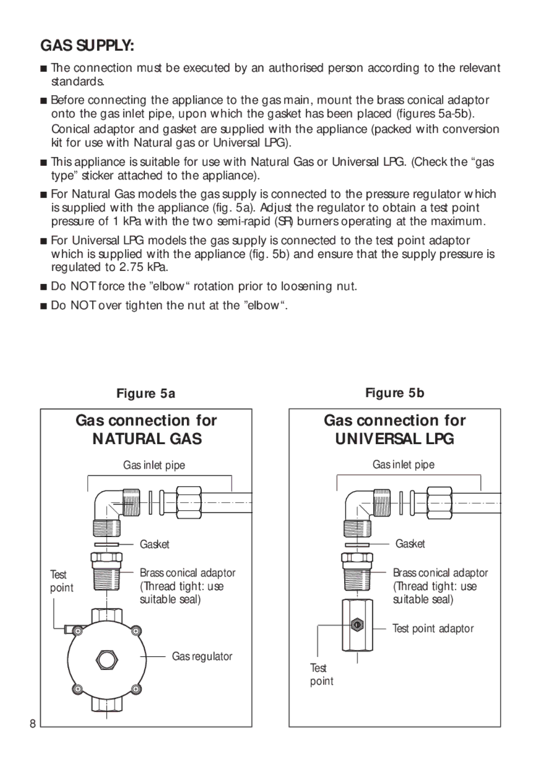 DeLonghi DEGH90WF manual GAS Supply, Natural GAS, Universal LPG 