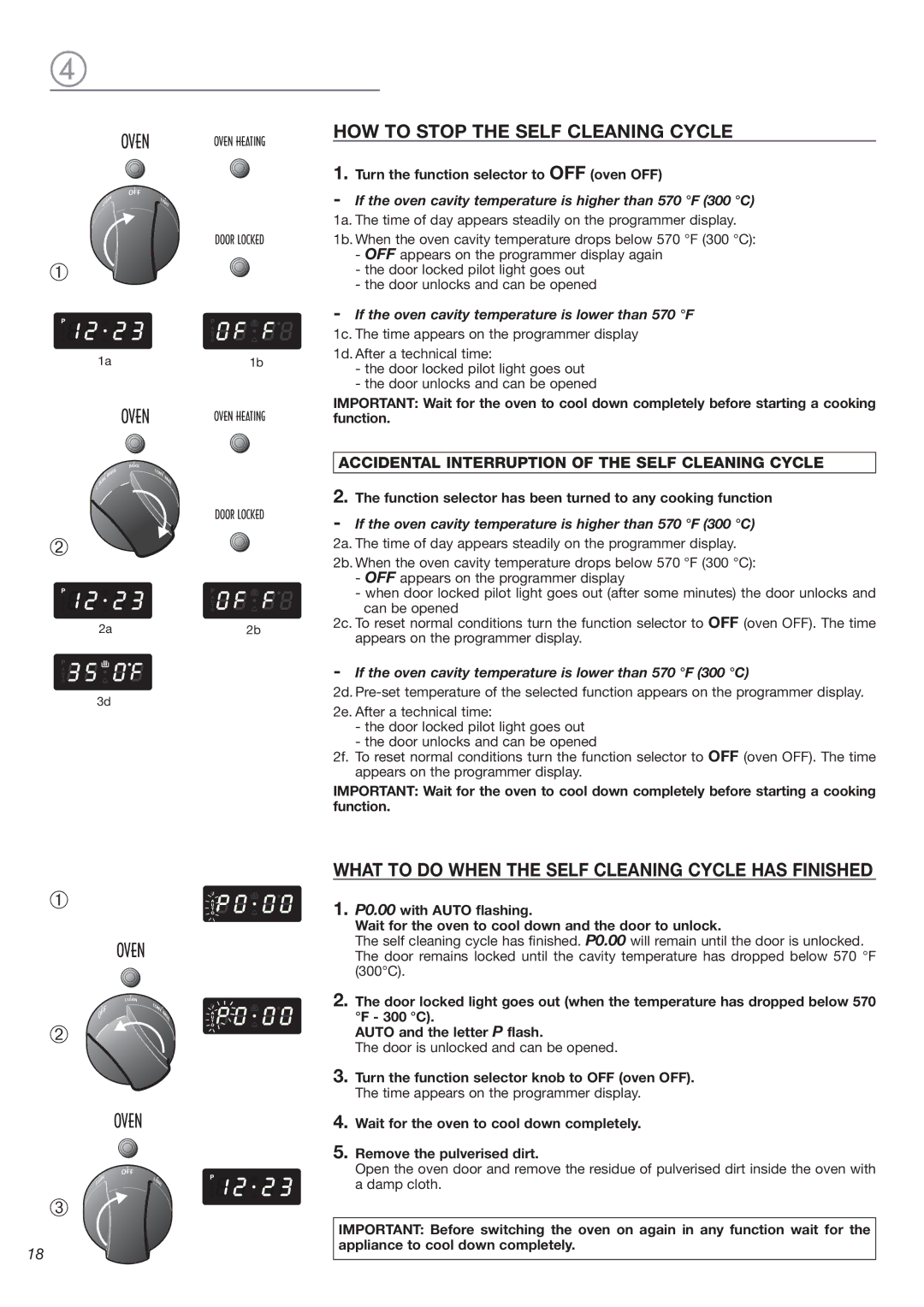 DeLonghi DEGLSC24SS warranty HOW to Stop the Self Cleaning Cycle, What to do When the Self Cleaning Cycle has Finished 