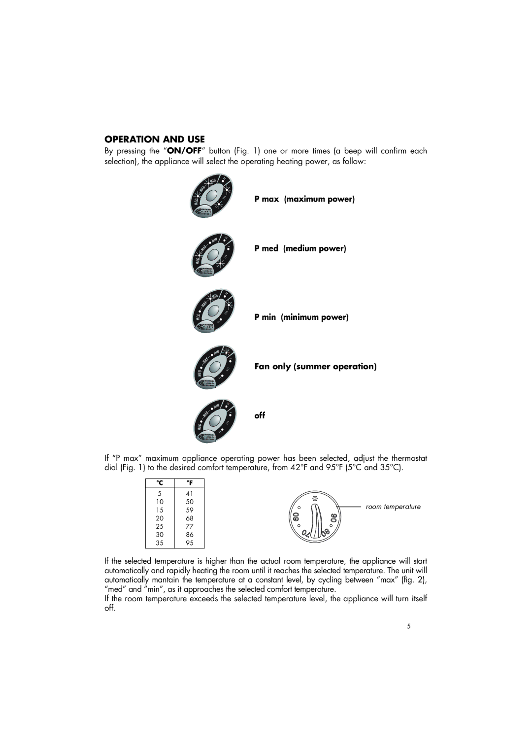 DeLonghi DFH550R manual Operation and USE 