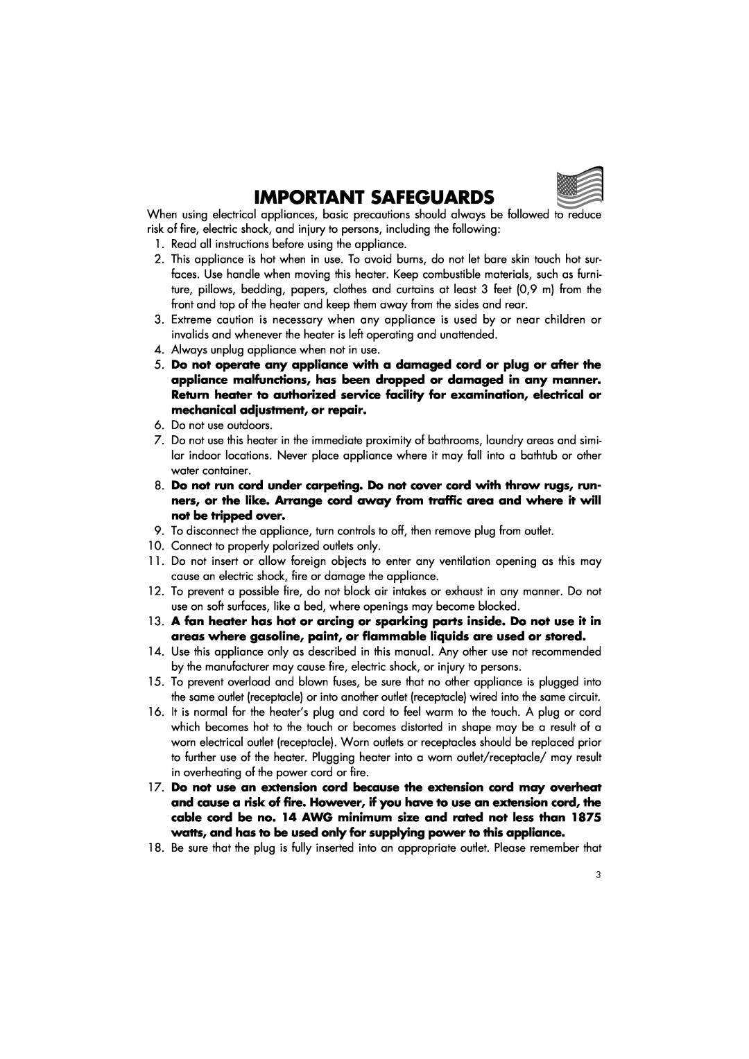 DeLonghi DFH550R manual Important Safeguards 
