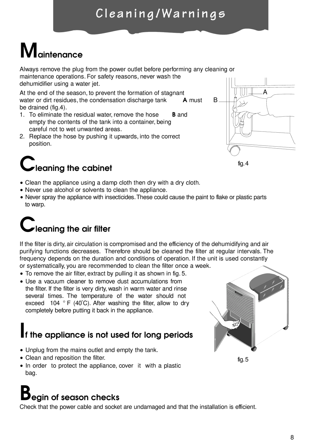 DeLonghi DH100P manual E a n i n g / W a r n i n g s 