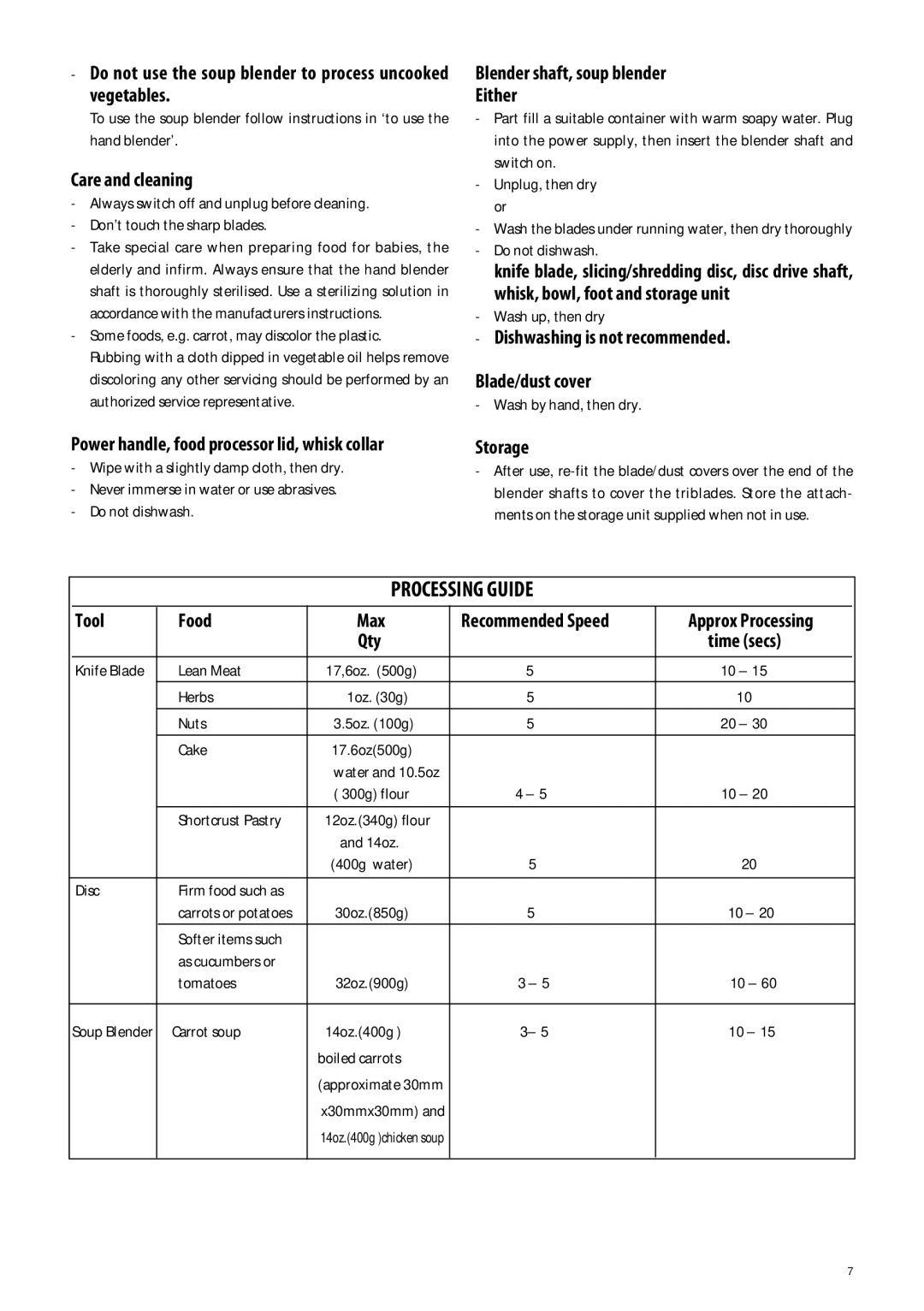 DeLonghi DHB900 manual Processing Guide 