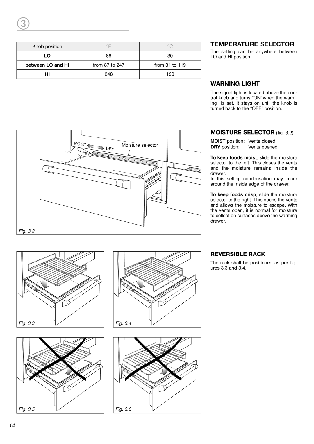 DeLonghi DL 48 P6E manual Temperature Selector, Moisture Selector fig 