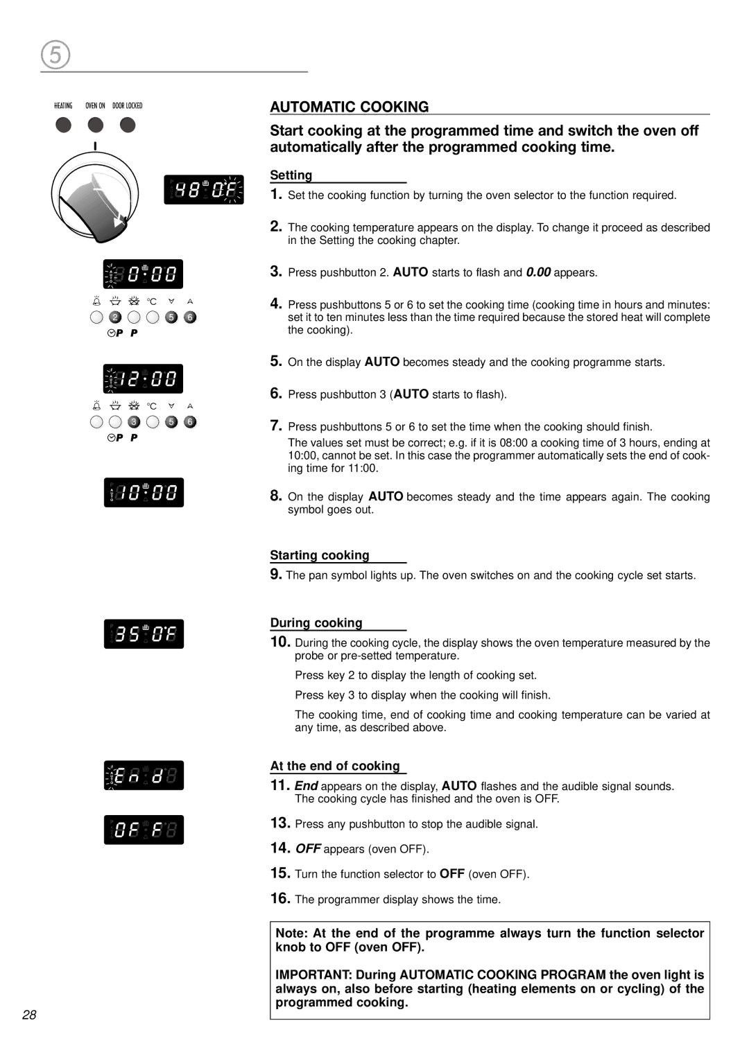 DeLonghi DL 48 P6E manual Automatic Cooking 