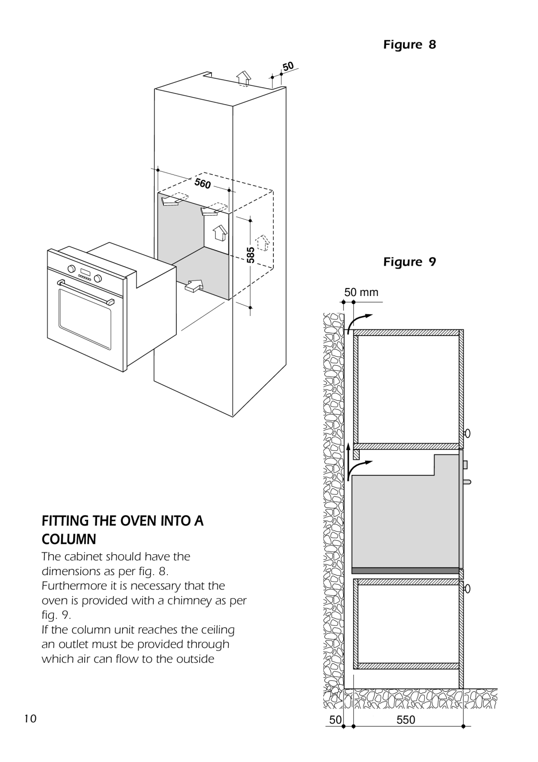 DeLonghi DMFPSII manual Fitting the Oven Into a Column 