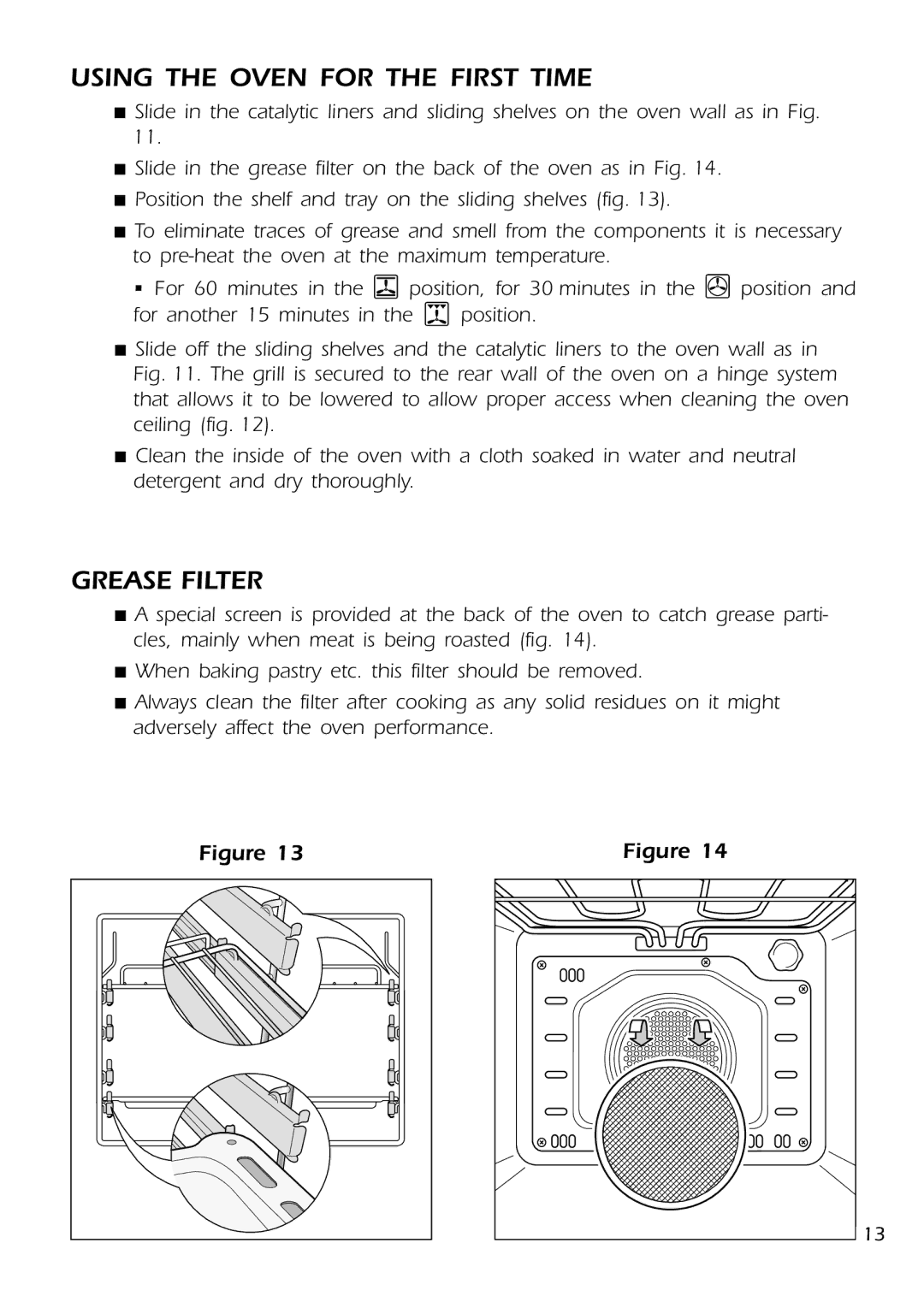 DeLonghi DMFPSII manual Using the Oven for the First Time, Grease Filter 