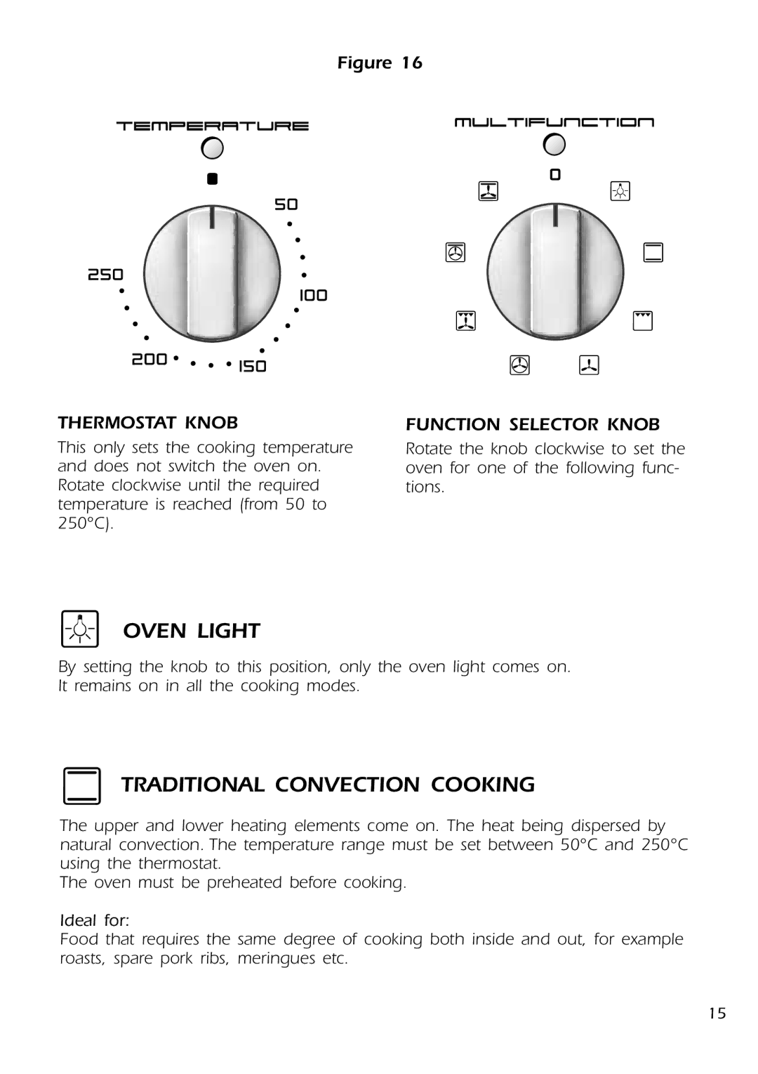 DeLonghi DMFPSII manual Oven Light, Traditional Convection Cooking 