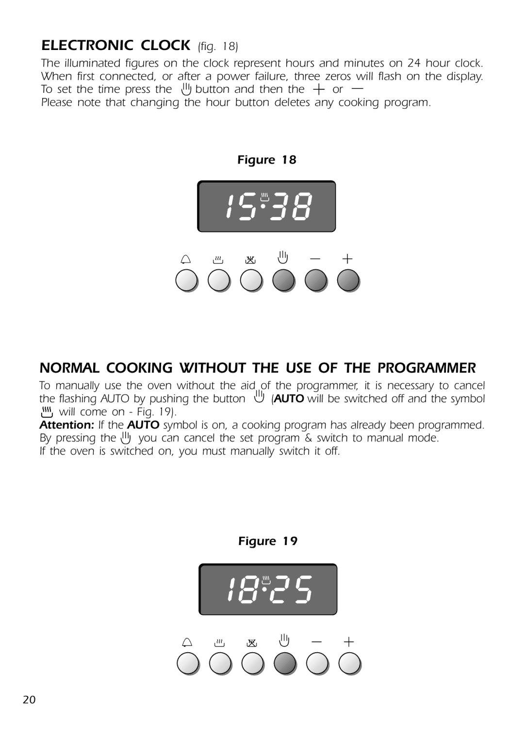 DeLonghi DMFPSII manual Electronic Clock fig, Normal Cooking Without the USE of the Programmer 