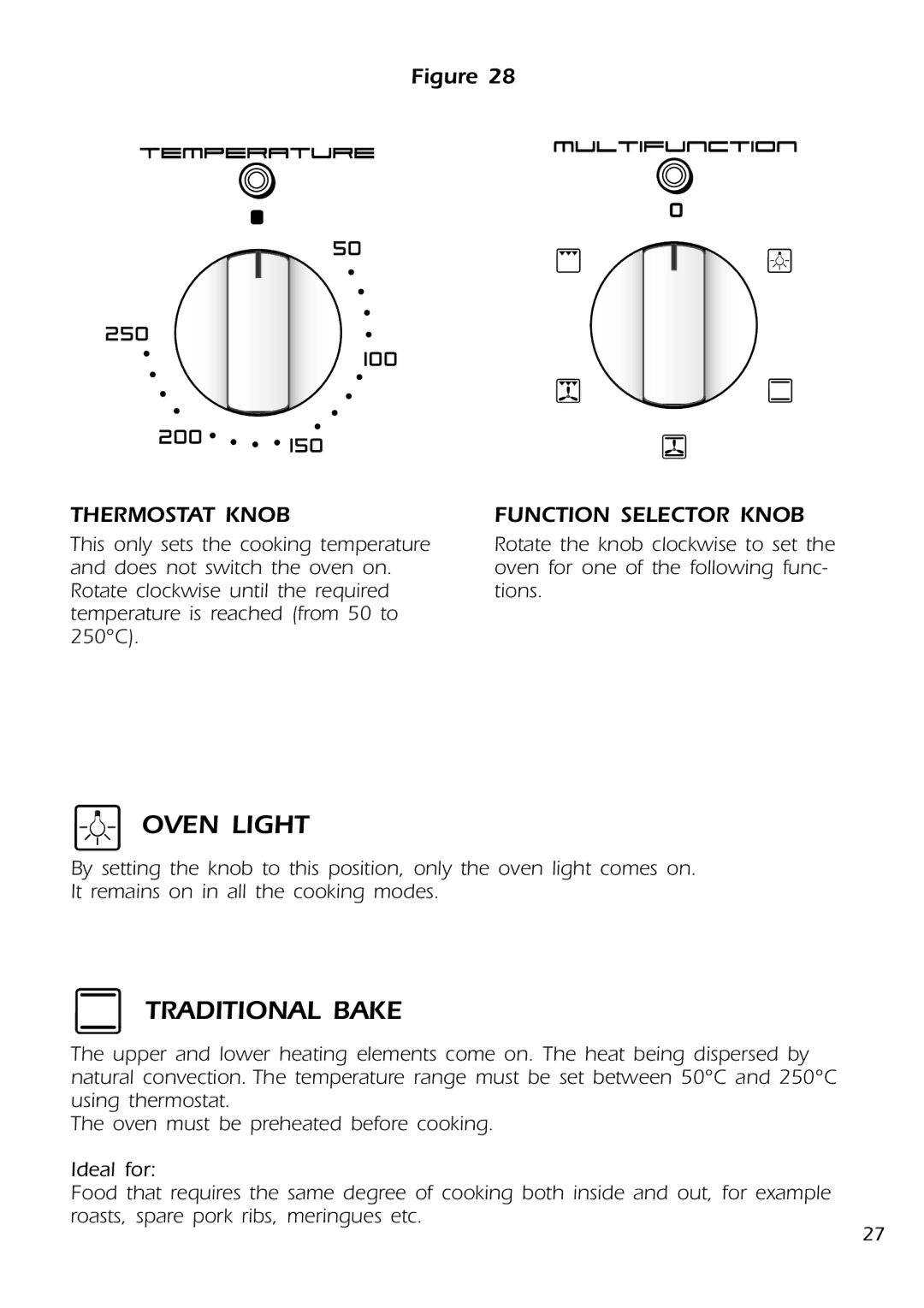 DeLonghi DMFPSII manual Oven Light, Traditional Bake 