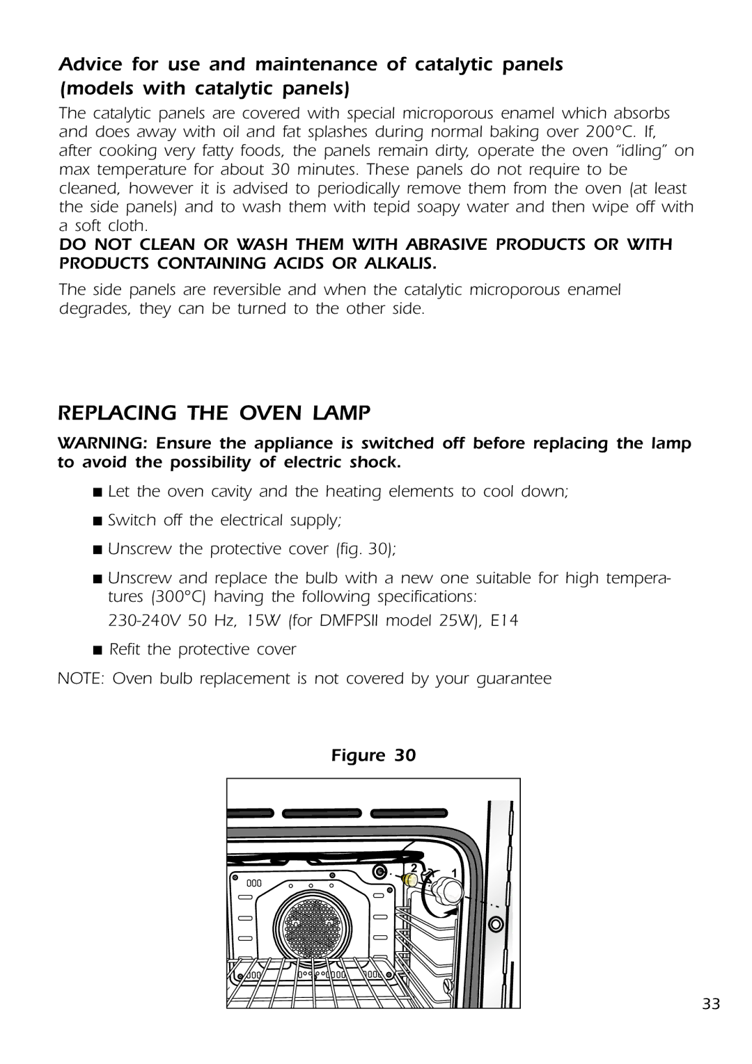 DeLonghi DMFPSII manual Replacing the Oven Lamp 