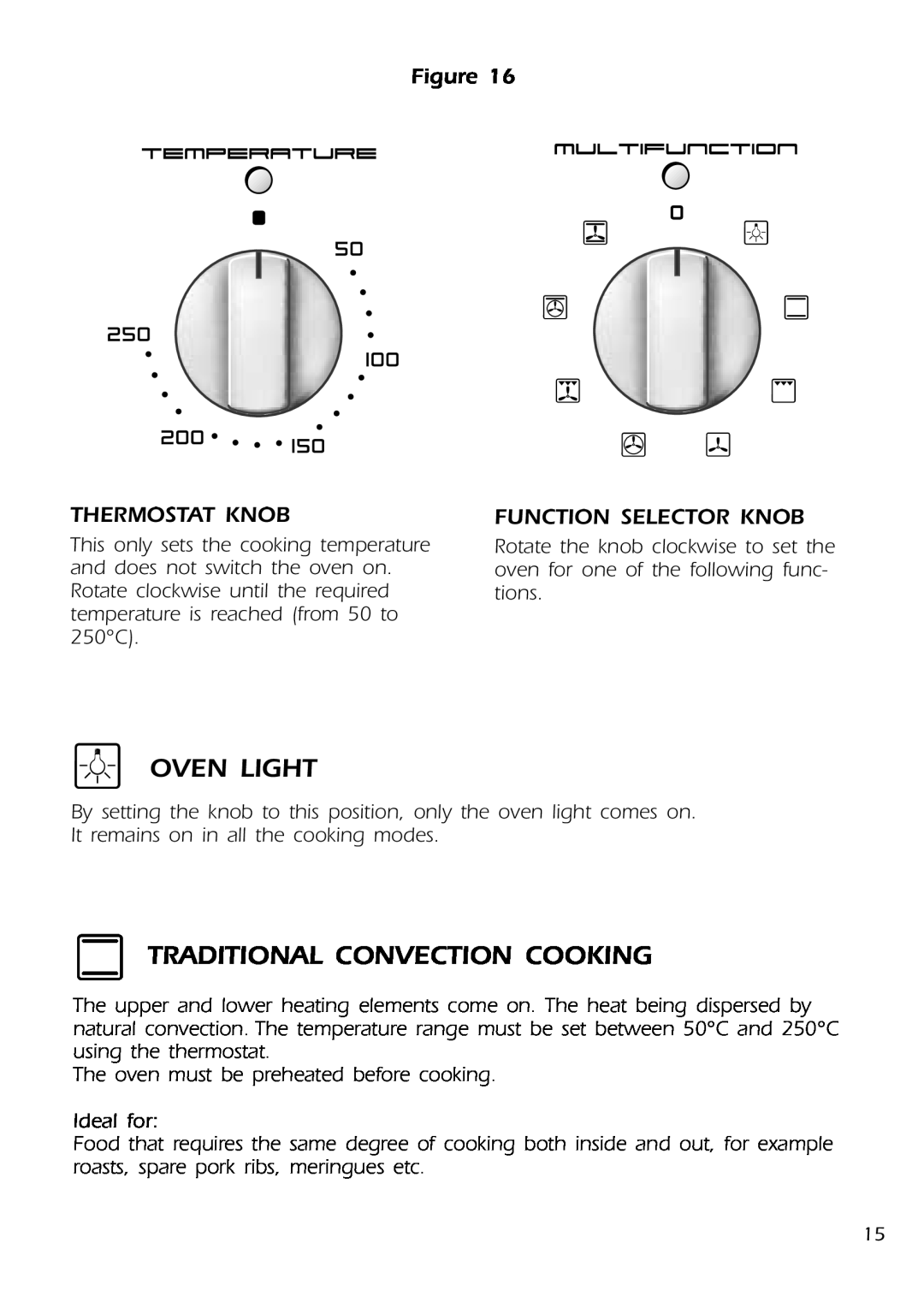 DeLonghi DMFPSII manual Oven Light, Traditional Convection Cooking 