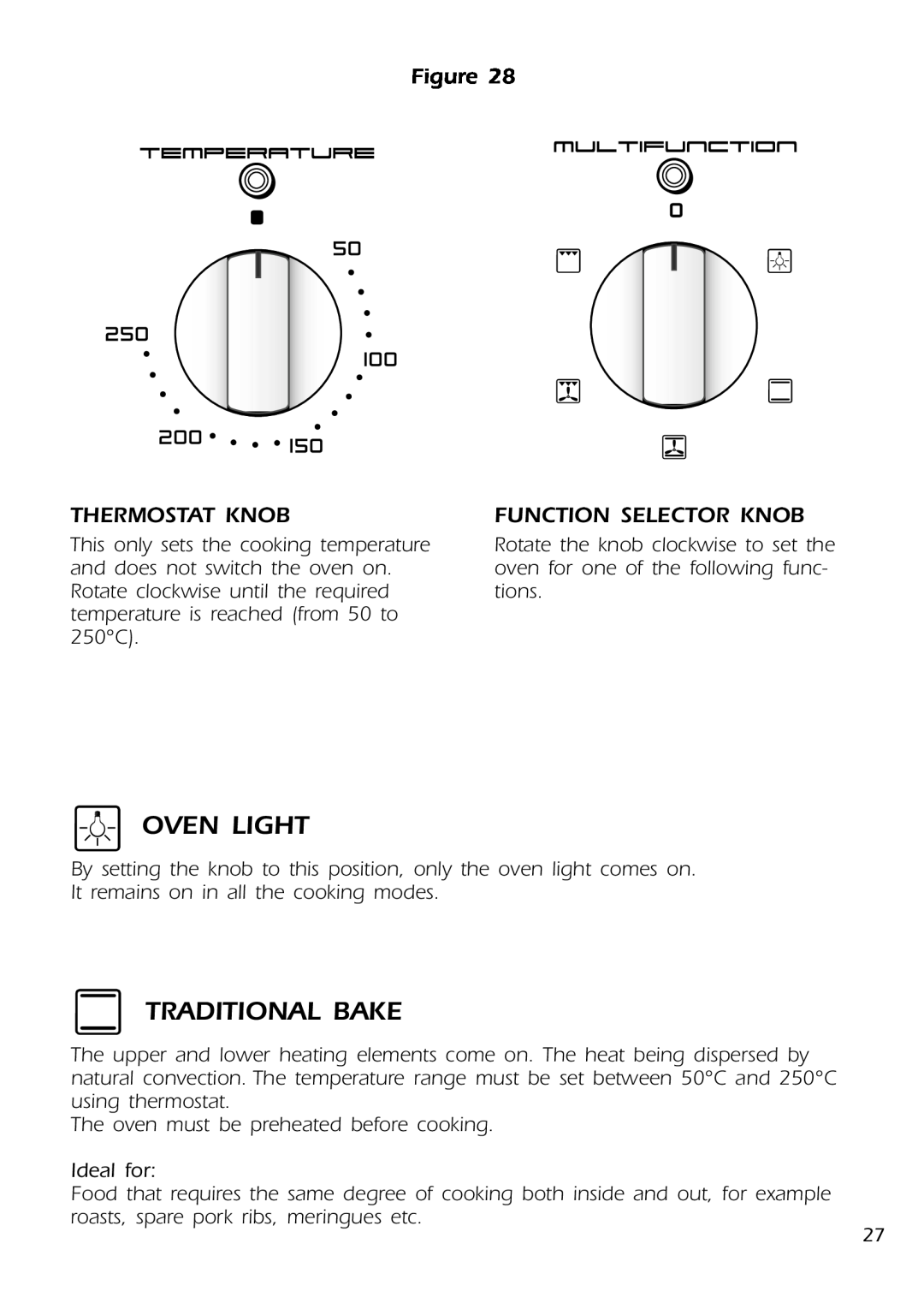 DeLonghi DMFPSII manual Traditional Bake, Oven Light 