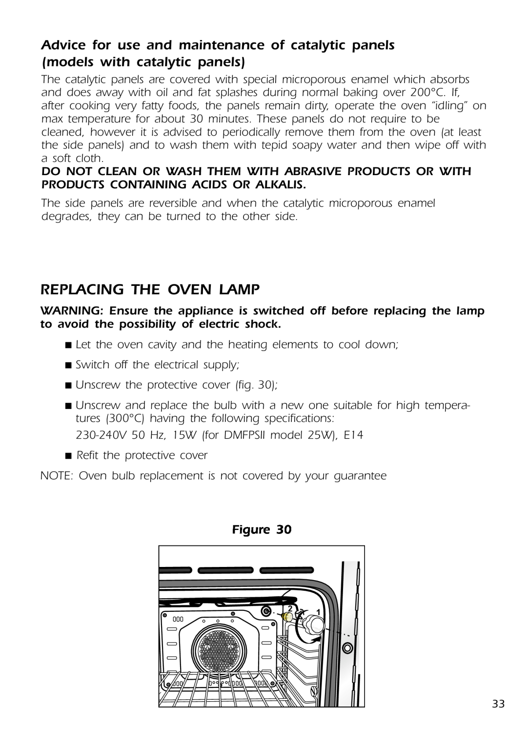 DeLonghi DMFPSII manual Replacing The Oven Lamp 