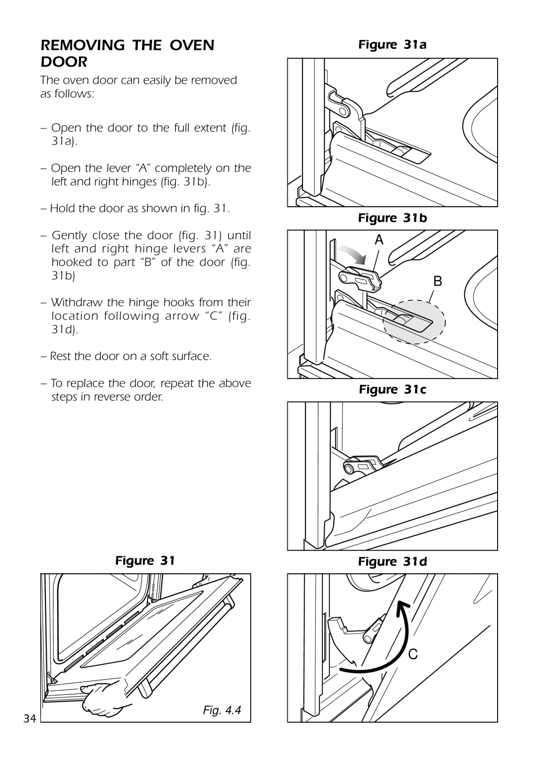 DeLonghi DMFPSII manual Removing The Oven Door 