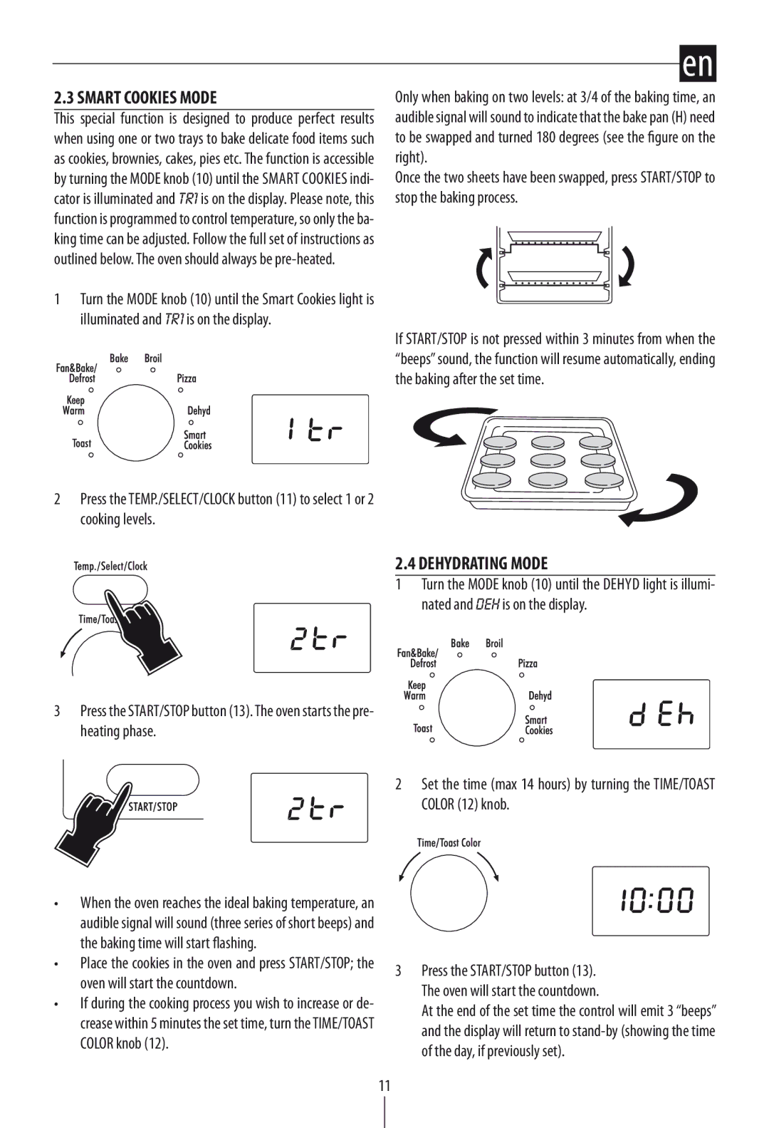 DeLonghi DO1289 manual Smart Cookies Mode, Dehydrating Mode 