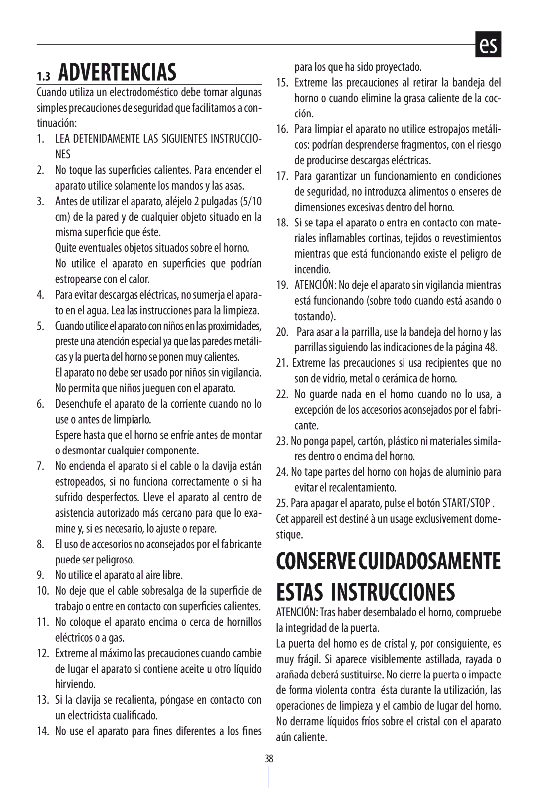 DeLonghi DO1289 manual Advertencias, No use el aparato para fines diferentes a los fines 