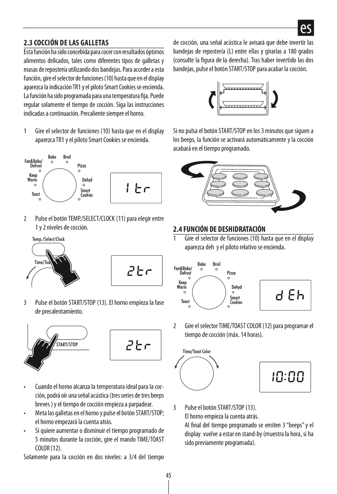 DeLonghi DO1289 manual Cocción DE LAS Galletas, Función DE Deshidratación 