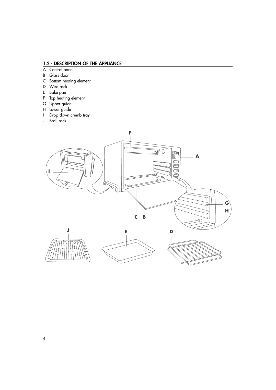 DeLonghi DO400 manual Description of the Appliance 