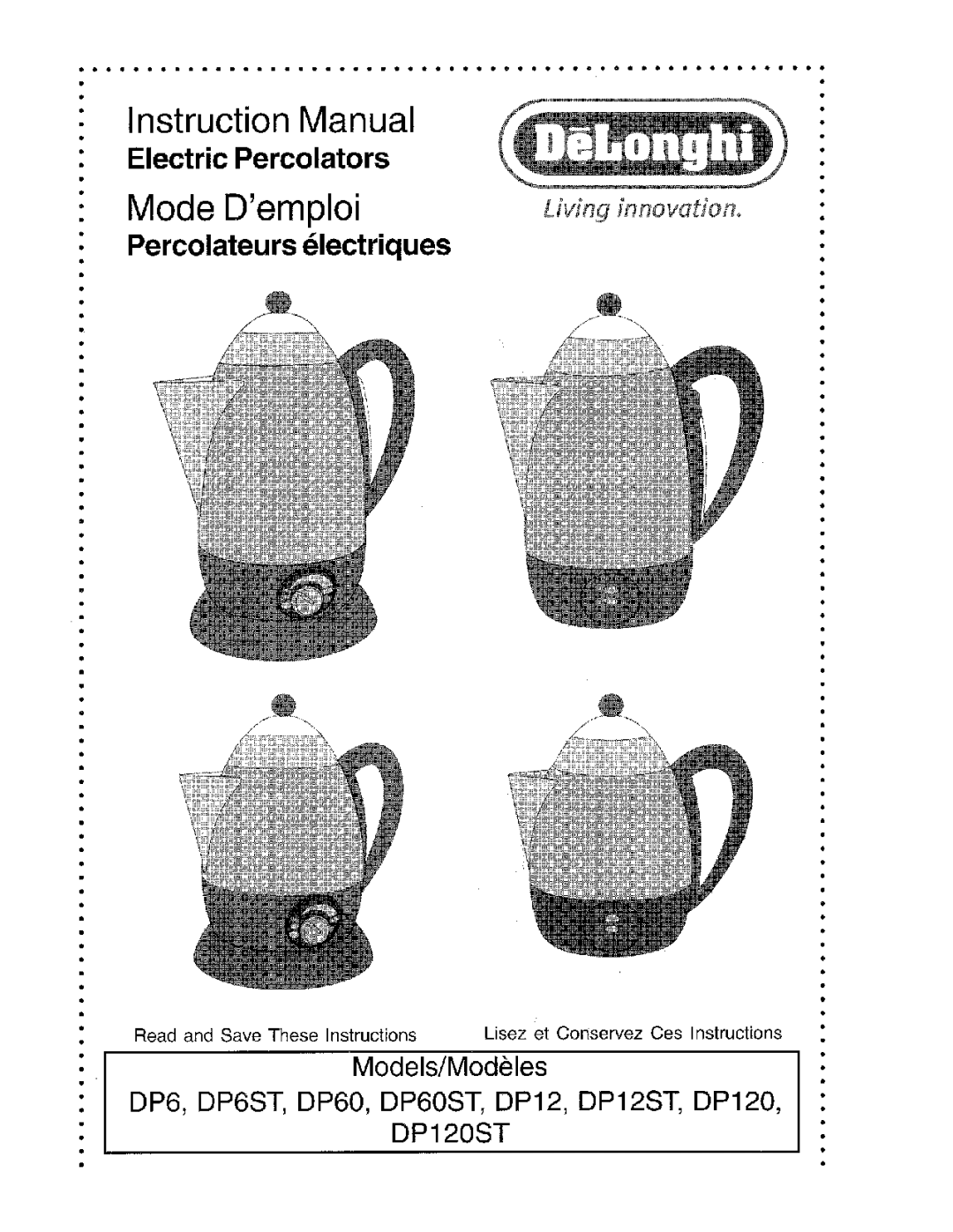 DeLonghi DP120ST, DP6ST, DP60ST, DP12ST manual 