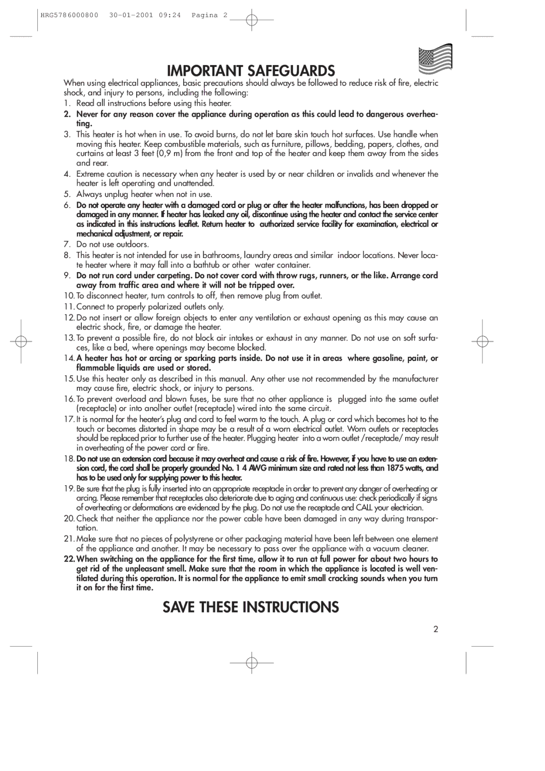 DeLonghi DR18TG manual Important Safeguards 