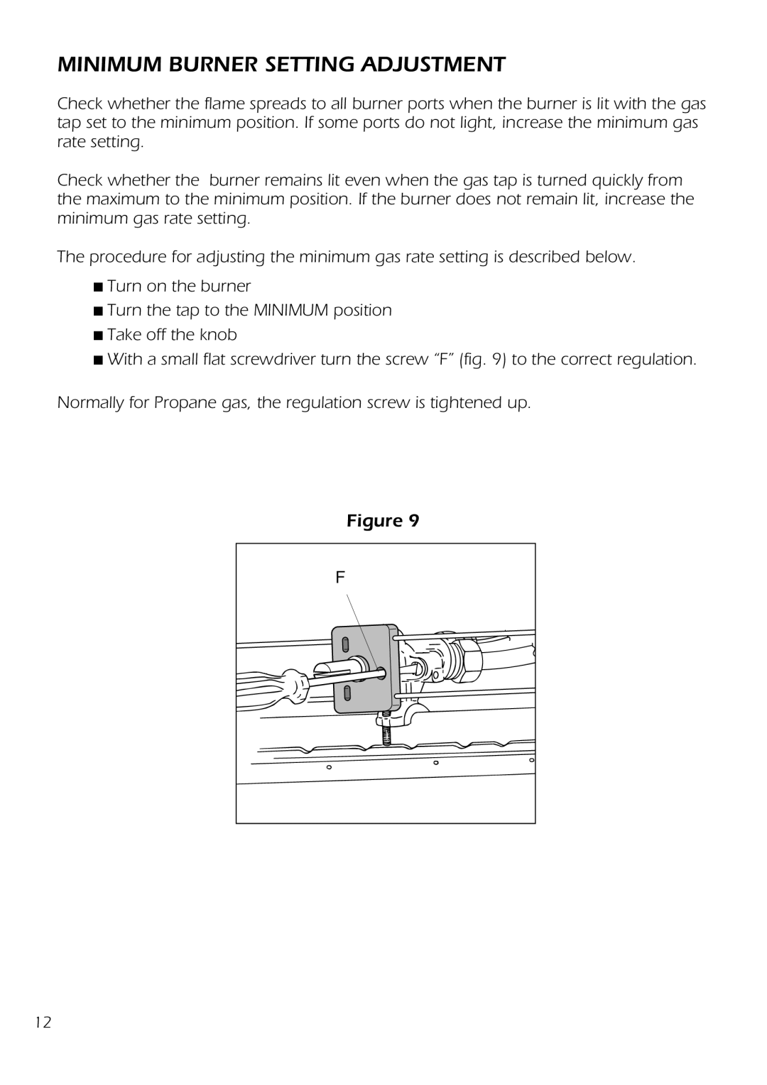 DeLonghi DS 61 GW manual Minimum Burner Setting Adjustment 