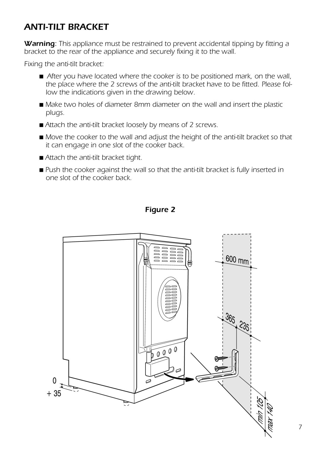 DeLonghi DS 61 GW manual ANTI-TILT Bracket 