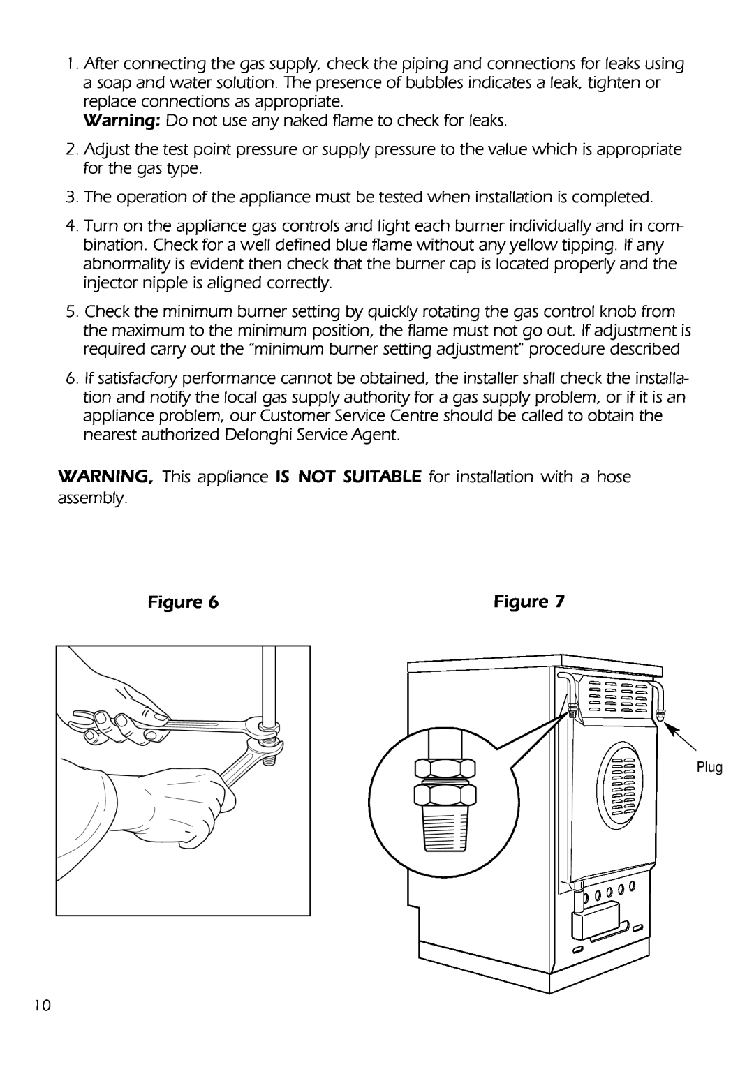 DeLonghi DS 61 GW manual Warning Do not use any naked flame to check for leaks 