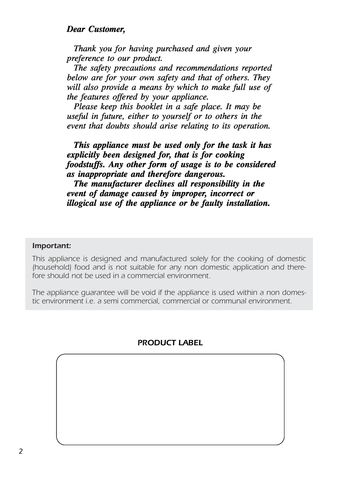 DeLonghi DS 61 GW manual Dear Customer 