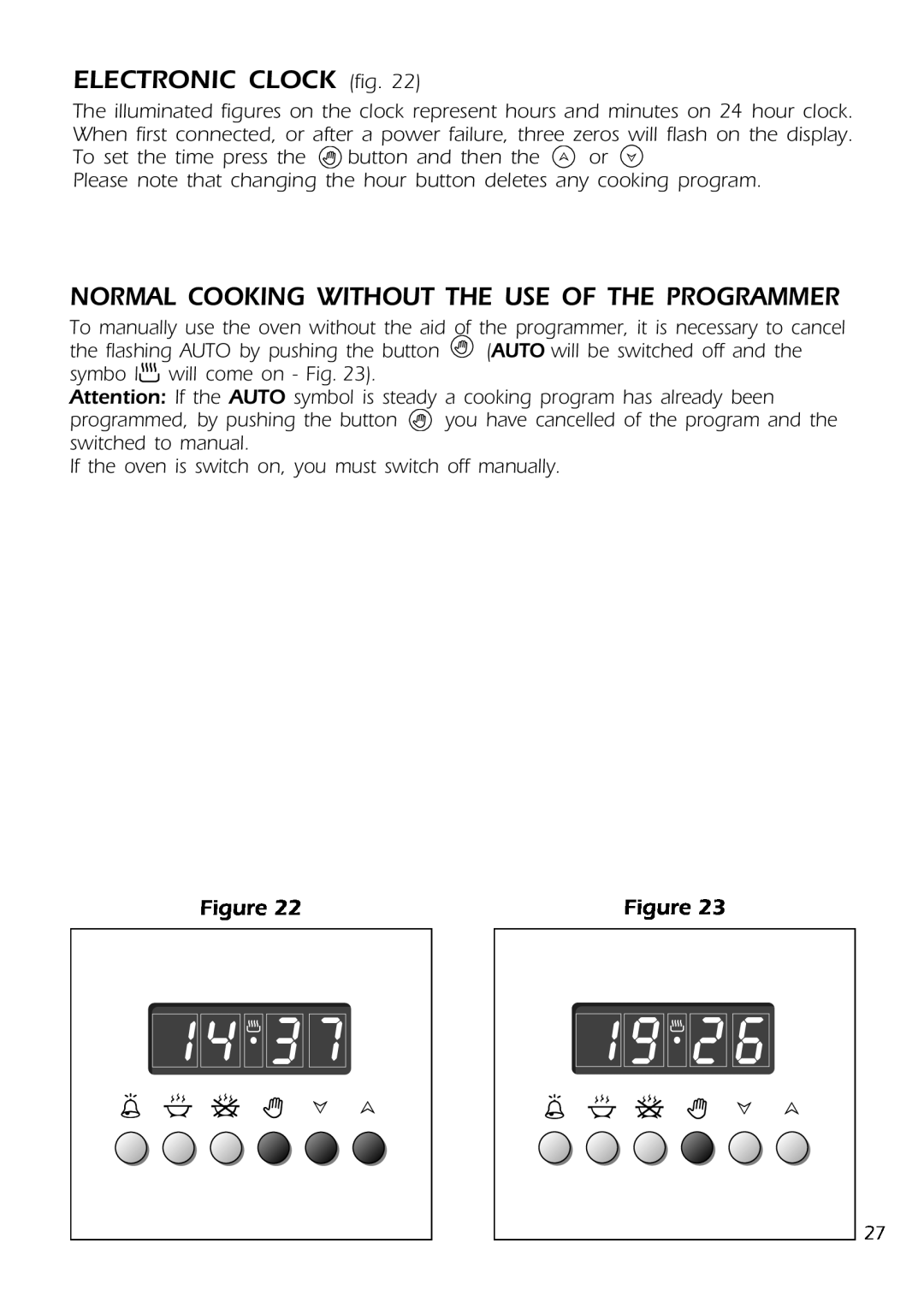 DeLonghi DS 61 GW manual ELECTRONIC CLOCK fig, Normal Cooking Without The Use Of The Programmer 