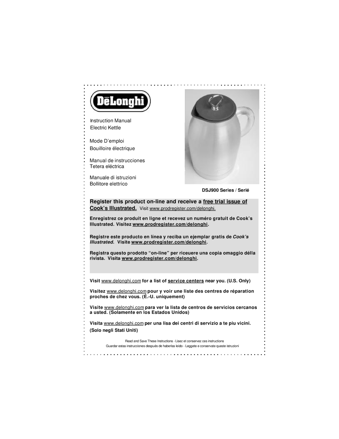 DeLonghi instruction manual DSJ900 Series / Serié 