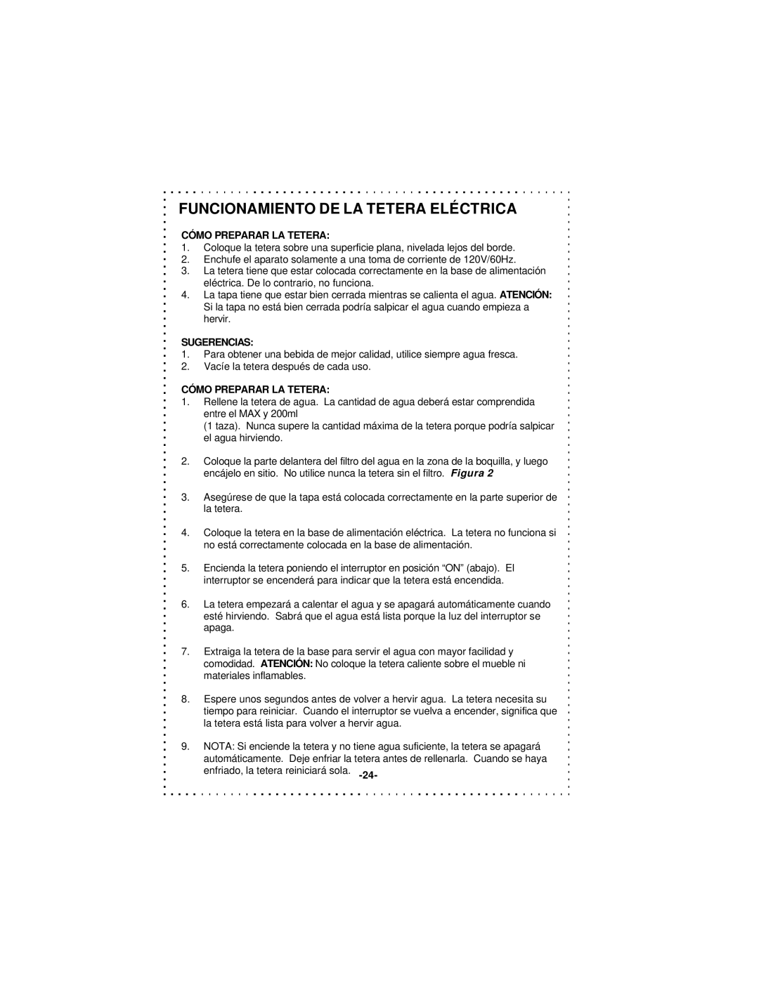 DeLonghi DSJ900 instruction manual Funcionamiento DE LA Tetera Eléctrica, Cómo Preparar LA Tetera, Sugerencias 