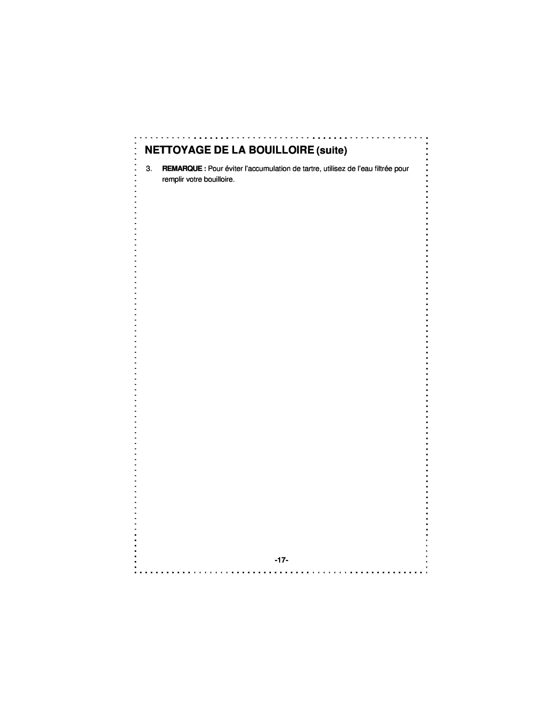 DeLonghi DSJ900 instruction manual NETTOYAGE DE LA BOUILLOIRE suite 